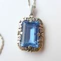 Blue Aquamarine SPINEL Pendant  /  835 SILVER SKONVIRKE Necklace  Arts & Crafts